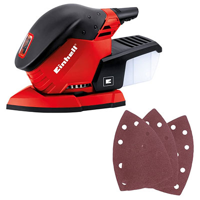 Einhell TE-OS 1320 Multi-Sander and sanding sheets.